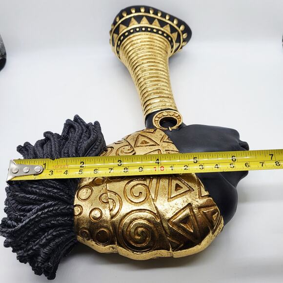 Decorative African Woman Black & Gold Finish Abeni Deco Figurine Carved Bust Art - Picture 10 of 10